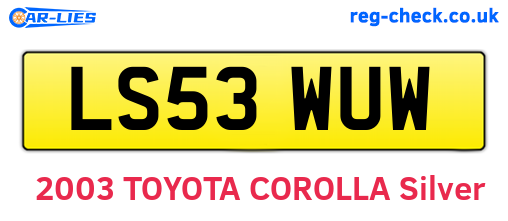 LS53WUW are the vehicle registration plates.