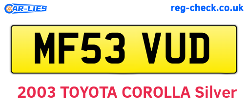 MF53VUD are the vehicle registration plates.