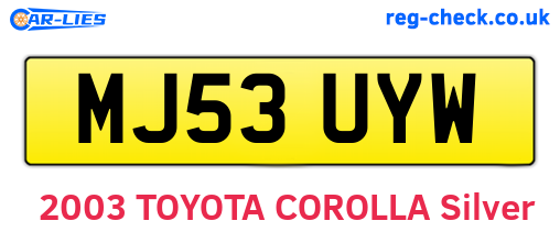 MJ53UYW are the vehicle registration plates.