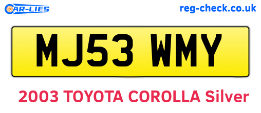 MJ53WMY are the vehicle registration plates.