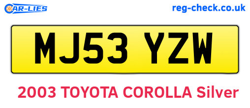 MJ53YZW are the vehicle registration plates.