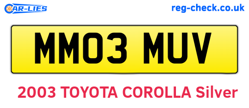 MM03MUV are the vehicle registration plates.