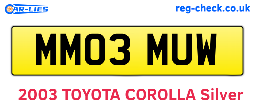 MM03MUW are the vehicle registration plates.