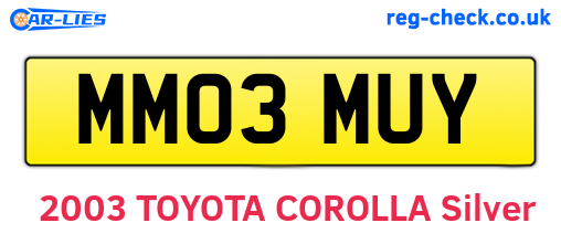 MM03MUY are the vehicle registration plates.