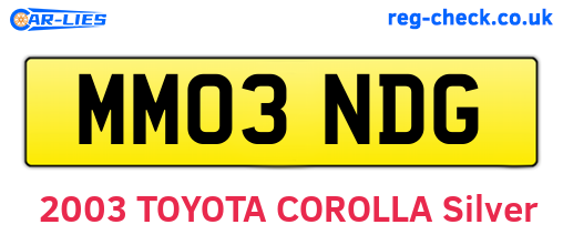 MM03NDG are the vehicle registration plates.