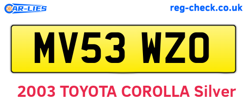MV53WZO are the vehicle registration plates.