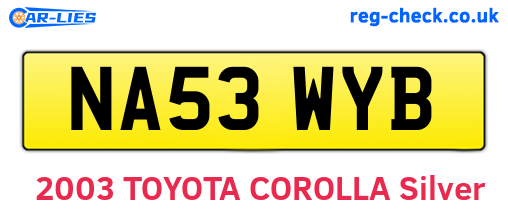 NA53WYB are the vehicle registration plates.