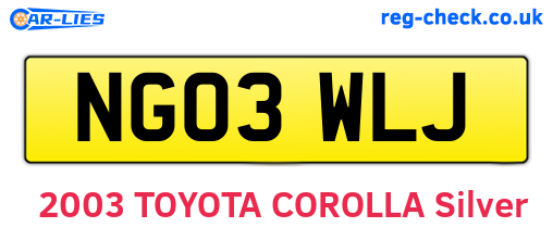 NG03WLJ are the vehicle registration plates.