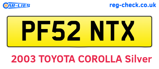 PF52NTX are the vehicle registration plates.