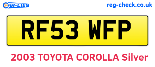 RF53WFP are the vehicle registration plates.