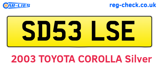 SD53LSE are the vehicle registration plates.
