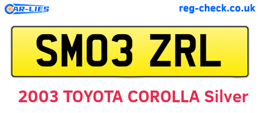 SM03ZRL are the vehicle registration plates.