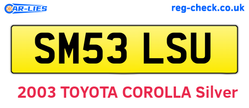 SM53LSU are the vehicle registration plates.