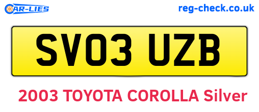 SV03UZB are the vehicle registration plates.