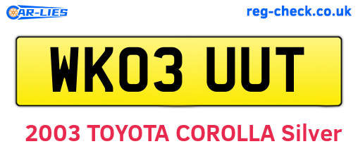 WK03UUT are the vehicle registration plates.