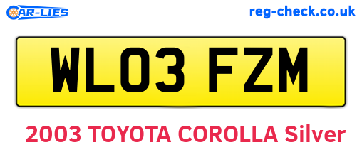 WL03FZM are the vehicle registration plates.