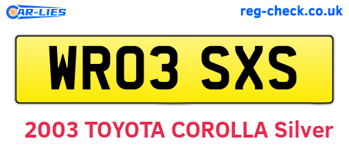 WR03SXS are the vehicle registration plates.