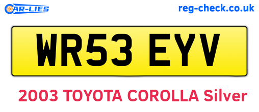 WR53EYV are the vehicle registration plates.