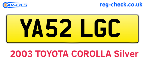 YA52LGC are the vehicle registration plates.