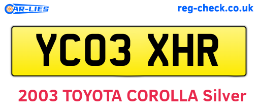 YC03XHR are the vehicle registration plates.
