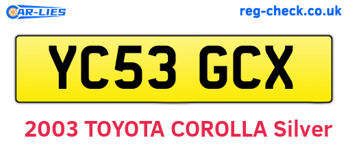 YC53GCX are the vehicle registration plates.
