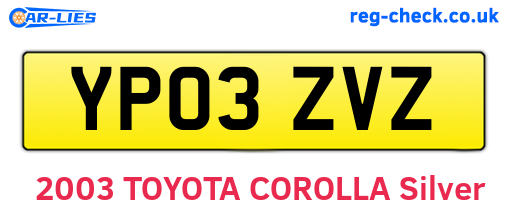 YP03ZVZ are the vehicle registration plates.
