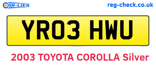 YR03HWU are the vehicle registration plates.