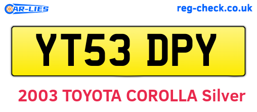 YT53DPY are the vehicle registration plates.