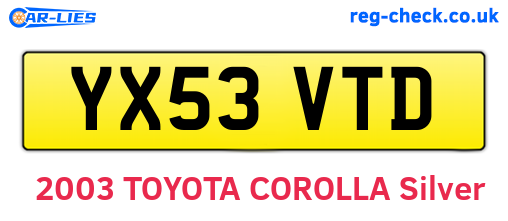 YX53VTD are the vehicle registration plates.