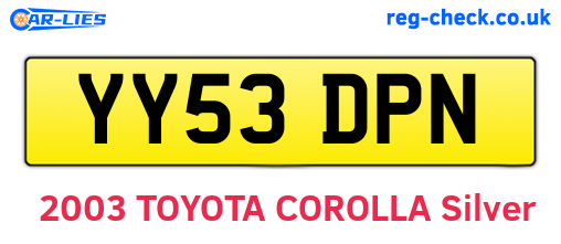 YY53DPN are the vehicle registration plates.