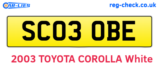 SC03OBE are the vehicle registration plates.
