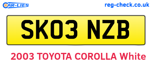 SK03NZB are the vehicle registration plates.