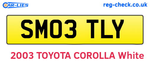 SM03TLY are the vehicle registration plates.