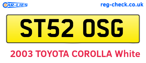 ST52OSG are the vehicle registration plates.