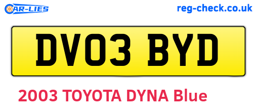 DV03BYD are the vehicle registration plates.