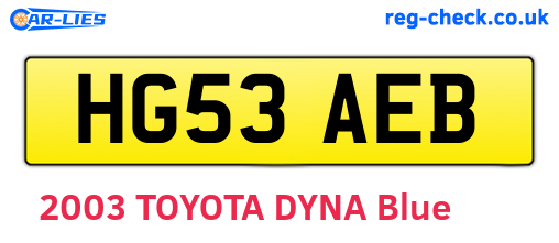 HG53AEB are the vehicle registration plates.