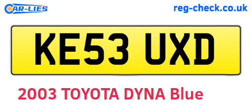 KE53UXD are the vehicle registration plates.