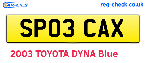 SP03CAX are the vehicle registration plates.