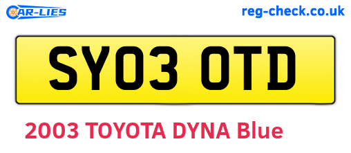 SY03OTD are the vehicle registration plates.