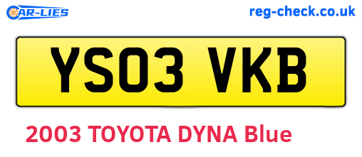 YS03VKB are the vehicle registration plates.
