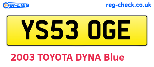 YS53OGE are the vehicle registration plates.
