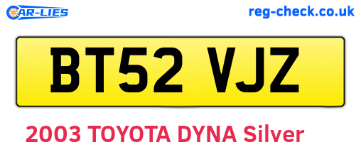 BT52VJZ are the vehicle registration plates.
