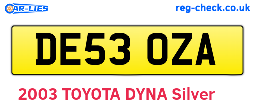 DE53OZA are the vehicle registration plates.