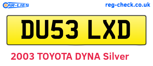 DU53LXD are the vehicle registration plates.
