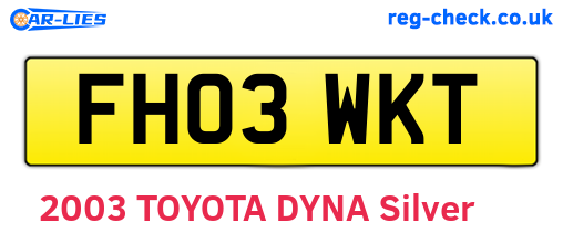 FH03WKT are the vehicle registration plates.