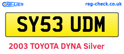 SY53UDM are the vehicle registration plates.