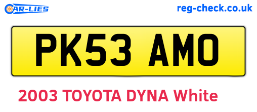 PK53AMO are the vehicle registration plates.