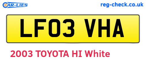 LF03VHA are the vehicle registration plates.