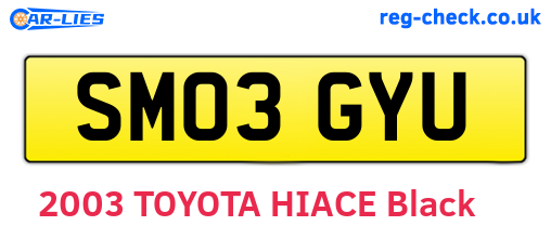 SM03GYU are the vehicle registration plates.