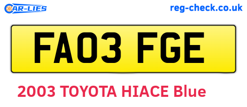 FA03FGE are the vehicle registration plates.